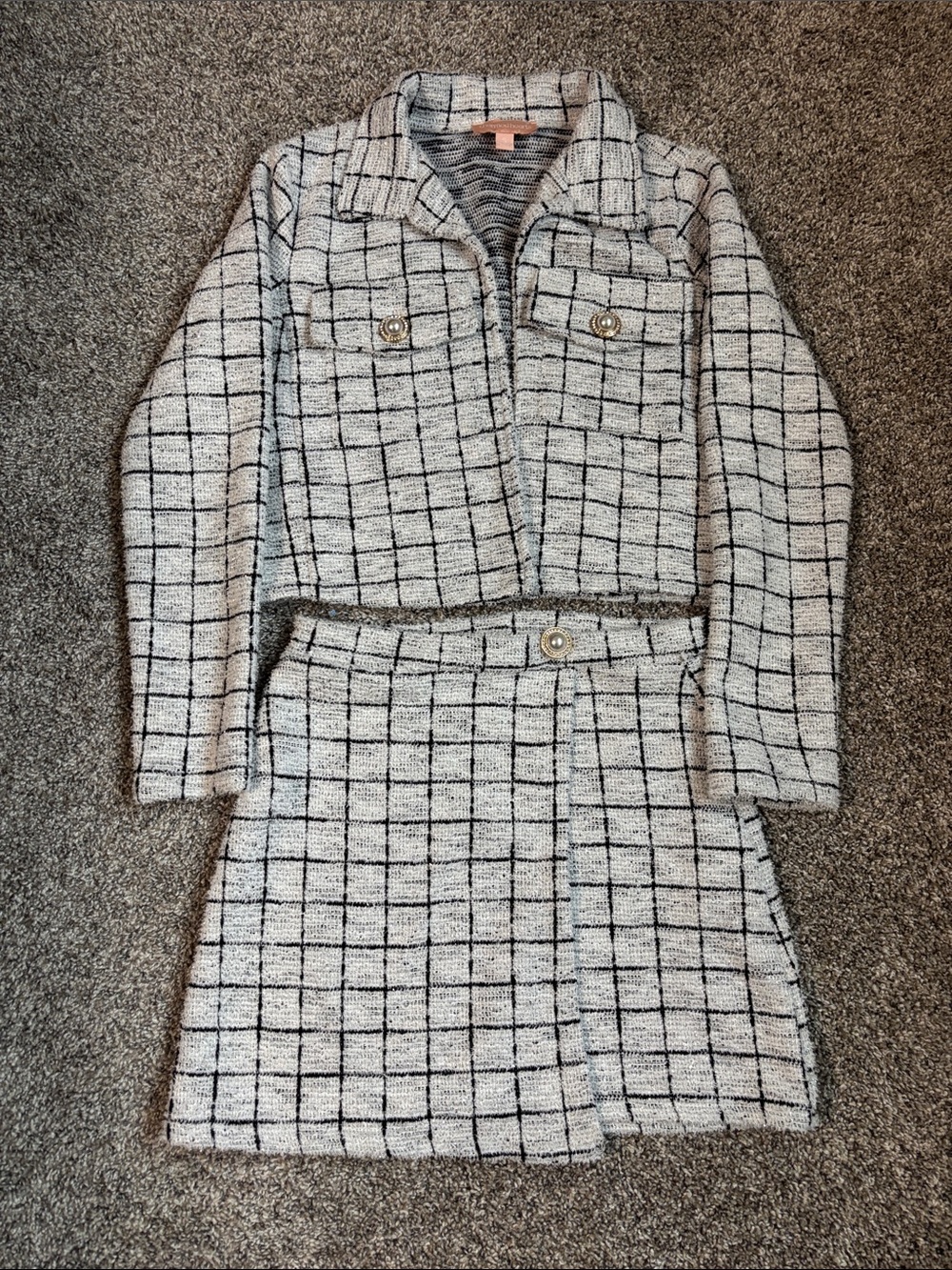 Checked Tweed Jacket and Skirt Set